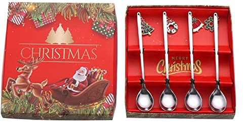 Set di 4 cucchiaini da caffè in acciaio inox serie natalizia cucchiai da dessert cucchiai da cucina cucchiai da cucina