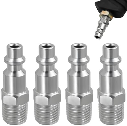4 PCS Raccord Rapide Air Comprimé 1/4 NPT Mâle, Raccord Américain Fileté pour Compresseur, Embout de Tuyau Pneumatique, Connecteur Rapide pour Système d’Air et Outils Pneumatiques