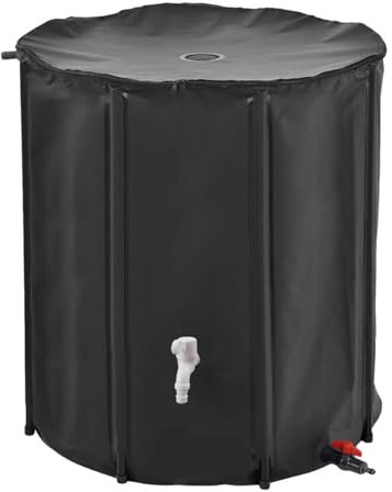 ACNMGDF Canna di Pioggia Pieghevole Portatile Serbatoio d'Acqua di Grande capacità con Kit di Spigot e Overflow - Pesante per la Raccolta di piogge dall'indocestino e Piante Nero 13Gallon/50L