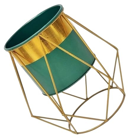 Toyvian Maceta con Soporte de Hierro Estilo Nórdico, Macetero Interior Verde, , Versátil, para Oficina y Hogar, Mejora el Ambiente