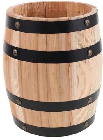 Sosoport Porte-ustensiles Vintage en Bois 20cm, Beige, Style Rétro | Rangement de Table, Forme Tonneau, Usage la Cuisine ou Camping, pour Stylos, Fourchettes, Cuillères et Autres