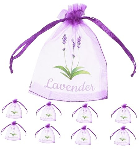 Gatuida Bolsitas De Lavanda Vacías De Malla Transpirable, Pequeñas De 5g, Cordón Ajustable, Color Morado Oscuro, para Armarios y Cajones, Paquete De 20 Unidades