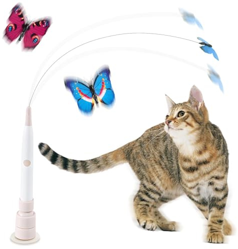 Interaktives Katzenspielzeug, Katzenspielzeug Selbstbeschäftigung, Katzenspielzeug Elektrisch Intelligenz, Elektrisches Schmetterlings Spielzeug, Automatisches Katzen Spielzeug mit 360 ° Drehbarem