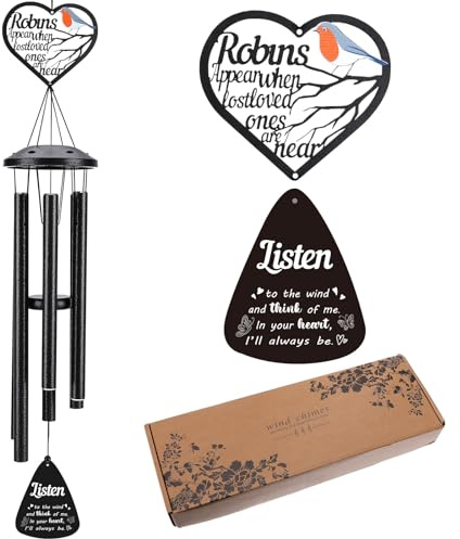 Robin Wind Chimes for Loss of Loved One Robin Memorial Gifts Aluminum Tubes Wind Chime for Garden Yard Home Outdoor Indoor, Sympathy Condolence Bereavement Gift for Lose of Mum Dad