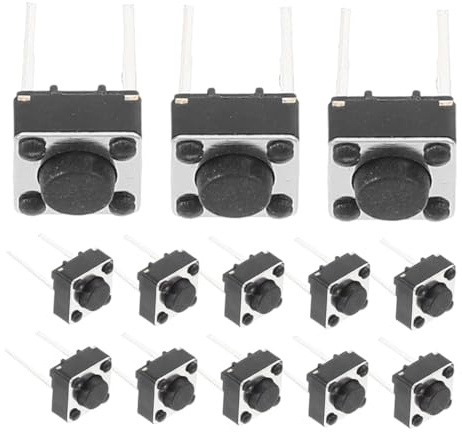 Mikinona 100Pcs Vertical Momentary Tactile Push Button Switches for Breadboard Pcb Compact Replacement Buttons Pin Design Easy to Install for DIY Electronics Projects and Technician Use
