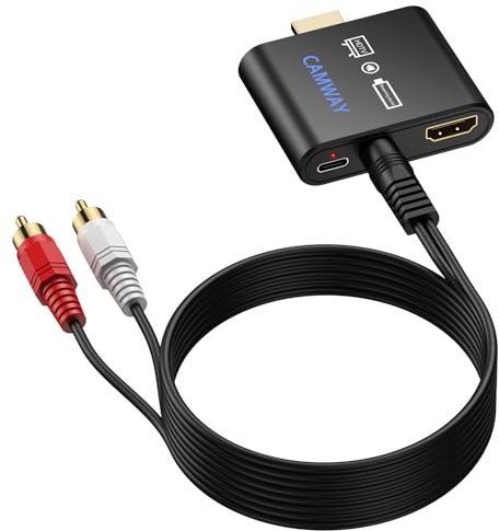 CAMWAY Extracteur Audio HDMI 4K vers HDMI + 3.5mm, Convertisseur Audio Stéréo avec Sortie Casque et Haut-Parleurs, Adaptateur pour Sticks TV, Alimentation par USB Incluse