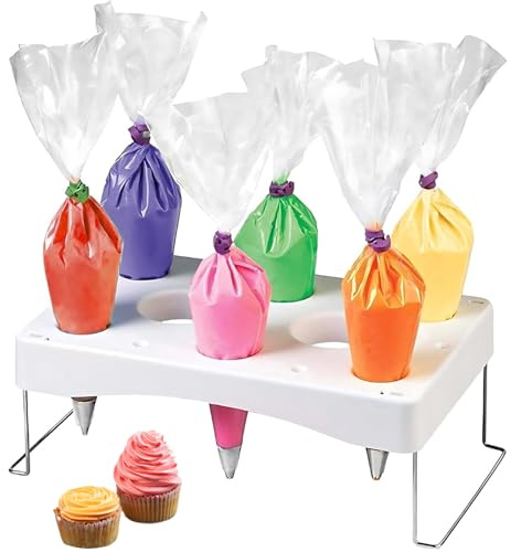 Takingup Soporte para Bolsa de glaseado, Soporte para Manga pastelera Desmontable de 12 cavidades, Herramienta de decoración de Pasteles Resistente al Calor de Grado alimenticio, para repostería par