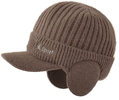 Generisk huva bandage elastisk varm stickad mössa vintermössa män förtjockad ullmössa utomhus varm stickad mössa på och vinter pälshuva män, kaki, one size
