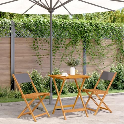 Yunovire 3-TLG. Bistro-Set Anthrazit, Akazienholz geölt, 60x60cm Tisch, klappbar, für Garten, Balkon, Terrasse, wetterfest, für 2 Personen