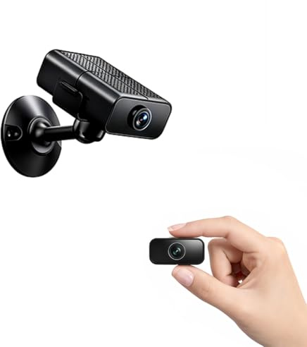 Mini Kamera, 4K HD Überwachungskamera Innen mit 150° Weitwinkel & Nachtsicht, WLAN 2,4 & 5 GHz Kamera Überwachung Innen, Intelligente Bewegungserkennung, Live Übertragung via Handy App-Perlschwarz