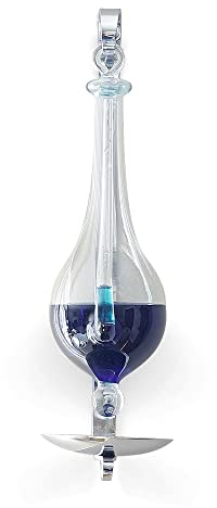Ambient Weather B1025C Antique Storm Glass Wall Mount Liquid Barometer with Drip Cup