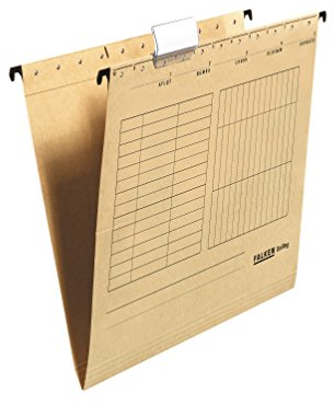 Original Falken 25er Pack Hängemappe UniReg. Made in Germany. Aus Recycling-Karton für DIN A4 seitlich offen braun Blauer Engel ideal für die lose Blatt-Ablage im Büro und der Behörde