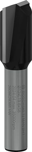 Bosch 1x PRO Nutfräser, zweischneidig, D 12, L 19,6, S 8 | für Weichholz, Hartholz, Ø 12 mm, Professional Zubehör Oberfräsen, Kantenfräse