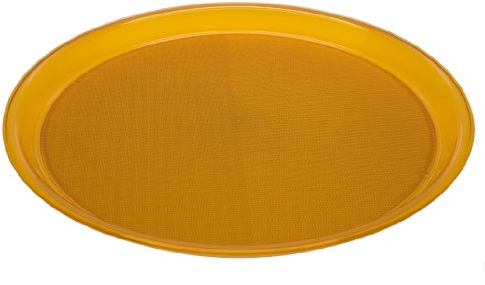 Ornamin Tablett Ø 37 cm orange-transparent, rund | Serviertablett aus Kunststoff mit Antirutsch-Oberfläche | Gastrotablett, Profitablett, Kellnertablett