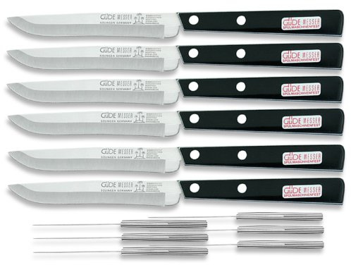 Güde Messer - Serie Universalmesser - Set Allzweck- und Steakmesser 6 tlg. - Klingen 11 cm - Feinverzahnung - Griff Kunststoff - 9300-11-6