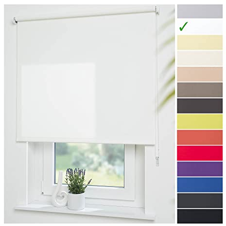 Liedeco® Rollo, Fenster Rollo, Kettenzug-Rollo / 202 x 180 cm (Breite x Höhe), weiß/lichtdurchlässig, Blickdicht/viele Farben, Größen und Typen/Breiten 60-200 cm/Variable Montage möglich