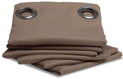 Moondream ThermActiv® Thermovorhang Winter+Sommer 2in1 | Isolierung Kälte+Hitze | Verdunkelung | Patentierte Technologie | EU Herstellung | Ösen | Beige MC8220 | 140B x 260H cm