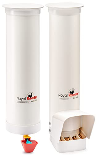Royal Rooster Kycklingmatare med regnskydd och ventilkoppsbevattningsset – 2,9 kg/1 gal.