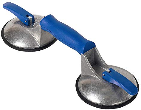 Karl Dahm 2-Kopf Vakuum Saugheber für glatte und strukturierte Oberflächen I Vakuumheber mit starker Saugkraft bis ca. 50 kg I Vakuum Saugnapf für Fliesen, Marmor, Terrazzo, Blechen, Glas etc. – 11775