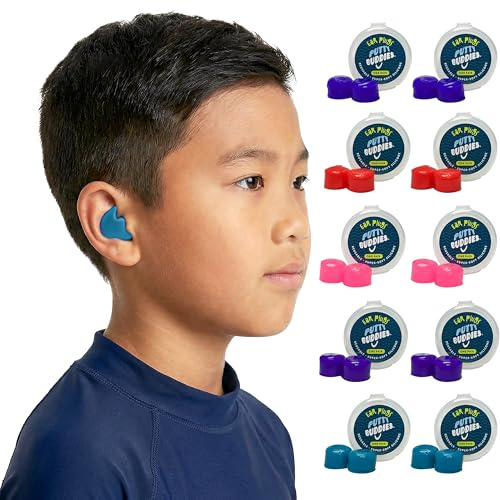 Earvolution Putty Buddies Earplugs for Swimming and Bathing - Doctor-Invented, Made in USA, Moldable Premium Silicone Plugs Help Prevent Swimmer's Ear, 10 Pair Pack - Assorted