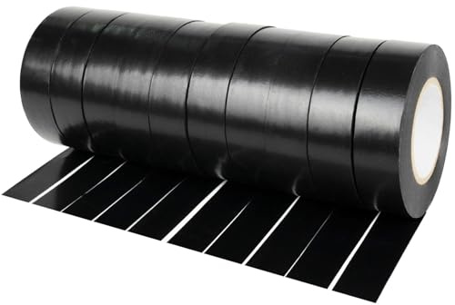 WELSTIK 10 Rolls Black Electrical Tape 19mm x 20m for Insulating, Repairing and Protecting Electrical Wires