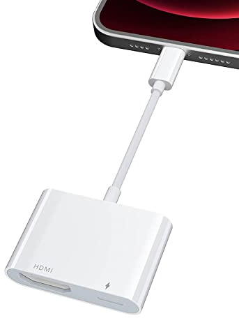 YEHUA Adaptador HDMI para iPhone a TV (Plug & Play, No Energía Necesaria), 1080P Adaptador AV Digital para iPad, Cable HDMI para iPhone XS/XSmax/XR/X / 8/7/6 / Plus/Pad/Pod a TV/Proyector/Monitor