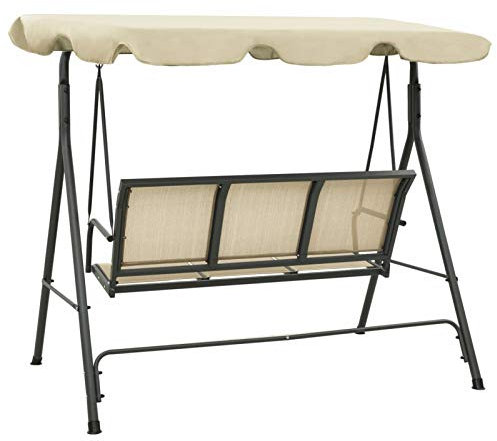 Tidyard Hollywoodschaukel mit Dach Gartenschaukel Schaukelbank Hängeschaukel Gartenbank Gartenmöbel Schaukel Bank 170 x 118 x 153 cm (B x T x H) Anthrazitgrau Sandfarben