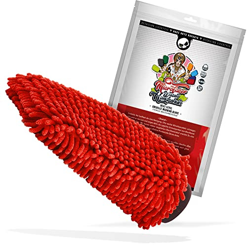 Nuke Guys XL Chenille Waschhandschuh - Auto Wasch Handschuh aus Ultra sanften Mikrofasern - Microfiber Wash Mitt - Für eine fusselfreie und kratzerfreie Autowäsche - Rot