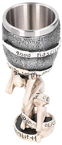 Copa Medieval de doble calavera, copa de cáliz de vino de Calavera, copa de vino esquelético de acero inoxidable de resina, decoración de vasos para Bar de fiesta
