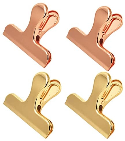 4PCS Heavy Duty Stainless Steel Bag Clips, LORITARIA Durable Metal Paper Seal Grip for Coffee Food Bread Bags Kitchen Home