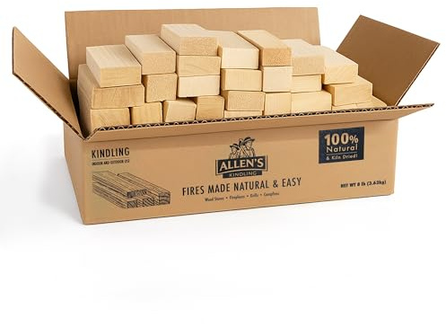 Allen's Natural Kindling Wood – 8 LB Box of Kiln-Dried Fire Starter Sticks for Campfires, Wood Stoves & BBQ – Easy to Light Fire Pit – Clean Burn Fire Starter Logs – No Chemicals or Odors