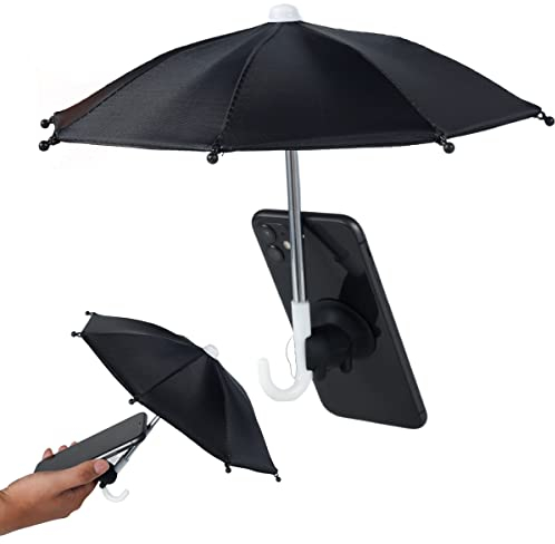 SDYGDB Phone Umbrella for Sun Shade Mini Phone Umbrella with Universal Piggy Suction Cup Stand Outdoor Anti-Glare Sun Cell Phone Cover Phone Suction Cup Holder Stand(black)