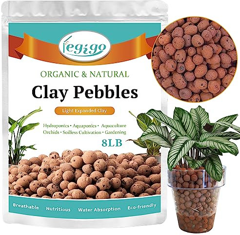 Legigo Galets d'argile organique expansés de 3,6 kg, boules de leca d'argile légères de 4 à 16 mm pour plantes, galets d'argile hydroton naturels pour culture hydroponique et aquaponique, mélange de