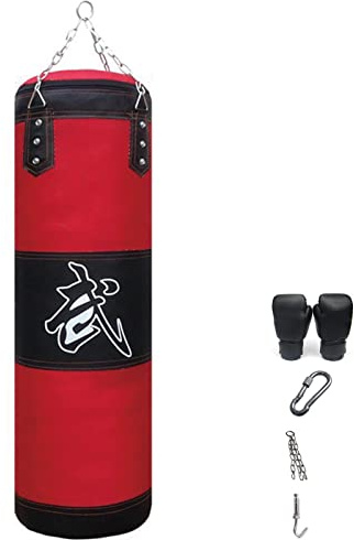 Sacco da boxe pesante per adulti, giovani, bambini, sacco da boxe per interni/giardino, con guanti, catena, gancio da soffitto per MMA, kickboxing, karate, 120 cm