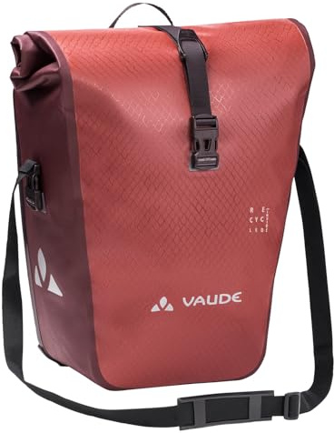 VAUDE Fahrradtasche für Gepäckträger Aqua Back Single (Rec), 1 x 24 L in rot, Hinterradtasche wasserdicht, Fahrrad Gepäckträgertasche hinten, einfache Befestigung – Made in Germany