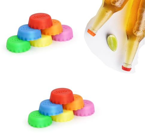 Tappo per bottiglia di birra,12 Pezzi Tappi colorati per bottiglie in silicone,marcatori di Bottiglie riutilizzabili Tappi colorati per bottiglie Tappo,per Birra ecologici,bottiglie di vetro