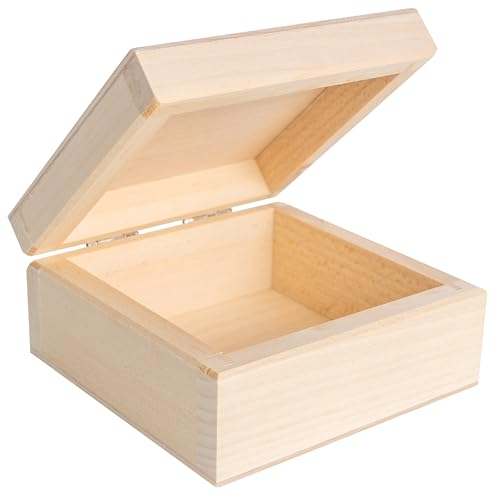 Creative Deco Piccola Scatola in Legno con Coperchio | Scatola dei Ricordi del Bambino | Scatola Regalo 10x10x5 cm (+/-0,5 cm) | Cassetta Portaoggetti Naturale non Verniciata | Decoupage, Decorazione