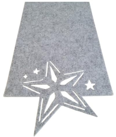 Bordslöpare av filt tvättbar bordsband bordsduk grå värmebeständig filtbordslöpare bordsskydd (grå_julstjärna, 30 x 120)