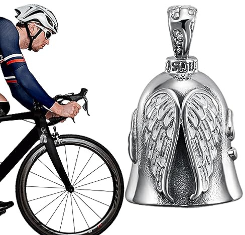 Qutalmi Bel per Motocicletta?Campanello per Motocicletta, Campanella Portafortuna Moto, Angelo Custode Motociclista Campanella, con Anello Appeso, per Auto Elettriche, Biciclette