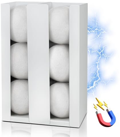 Magnetischer Trocknerballhalter – Eisen-Woll-Trocknerbälle-Spender – wiederverwendbare magnetische Organizer, Wäschetrockner, Blatthalter, magnetische Wäschekugeln für Trockner-Korbhalter, Weiß (ohne