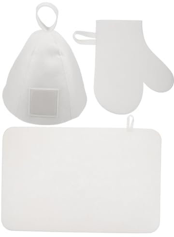 SAFIGLE Saunahut Aus Filz Saunahandschuh Und Filzmatte Satz Weiches Hautfreundliches Saunazubehör Für Damen Und Herren Komfortabler Sauna Kopfschutz Und Handhandschuh Sauna Bad Accessoire