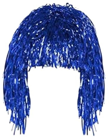 fxwtich Festliche Atmosphäre Perücke Dekoration Erwachsene Metallic Cosplay Supplies Disco Folie Lametta Glänzende Party für Blau