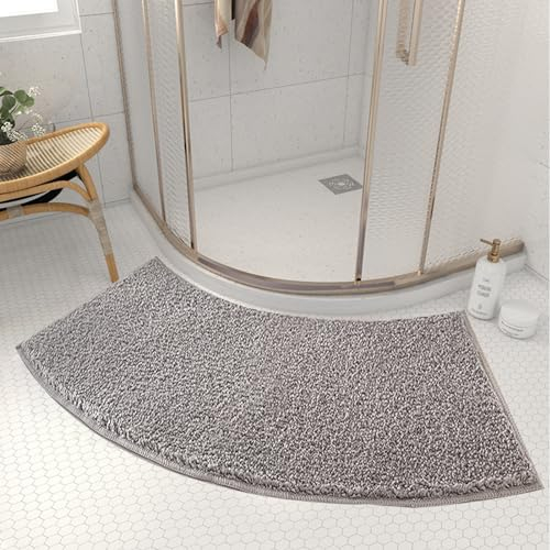 Pasdrucn Gebogene Duschmatte, Duschmatte Halbrund, 40x100 cm Plüsch-Badezimmerteppich, Duschvorleger Eckdusche, Die Sich Perfekt An Eine Runddusche Anpasst