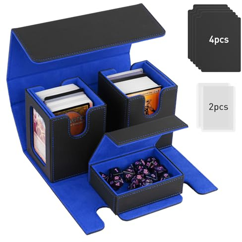 TiMOVO MTG Commander Deck Box for YuGiOh TCG CCG Magic Cards, Black+Blue