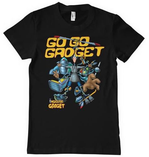 Inspector Gadget Licenciado Oficialmente Camiseta para Hombre (Negro), Medium