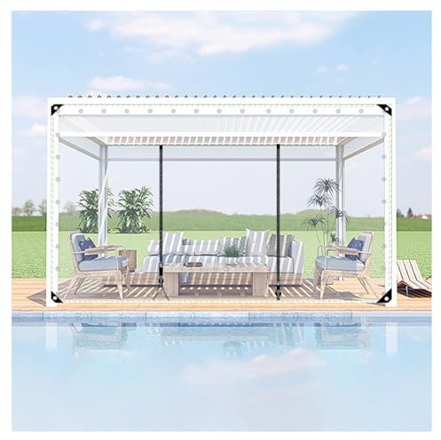ZXCASDF Transparente Plane mit Reißverschluss,Outdoor Durchsichtige Plane Vorhänge，PVC Reissfeste Zeltplane，0,5mm Schwerlast wasserdichte Plane Mit Ösen,Mit Reißverschluss Tür(H1.2xW1.5m/H3.9xW4.9ft)
