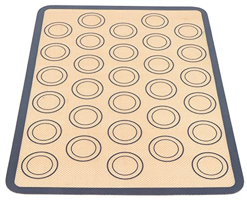 Tapete de Silicona para pastelería, tapetes para Hornear macarrones con Medidas, Hoja de Galleta de macarrón Antiadherente para Hornear círculos guía en la Bandeja para Hornear