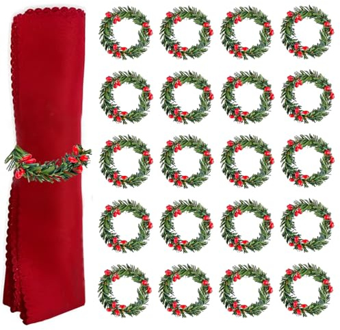 STIFFENERS 20pcs Christmas Napkin Ring,Christmas Dinner Table Decorations,Multipurpose Napkin Rings for Christmas Lunch Thanksgiving New Year Holiday Wedding Party Table Decoration