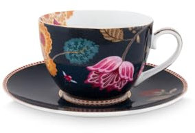 Pip Studio Fantasy Denim Blue Cappuccino Tasse mit Untertasse 0,28l