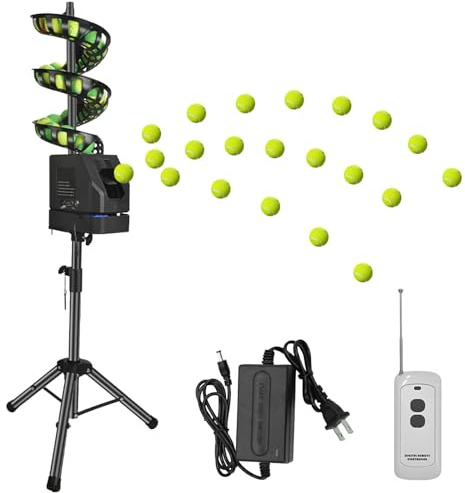 Eastnmythet Lanceur de Balles de Tennis, Lanceur Automatique de Balles de Tennis pour 33 Balles, Machine de Lancer de Tennis avec Télécommande, Hauteur et Angle Réglables